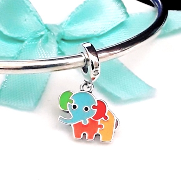 S925 STERLING SILVER AUTISM PUZZLE ELEPHANT CHARM PANDORA COMPATIBLE - Picture 3 of 3